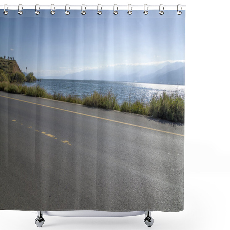 Personality  Quiet Lakeside Road Shower Curtains