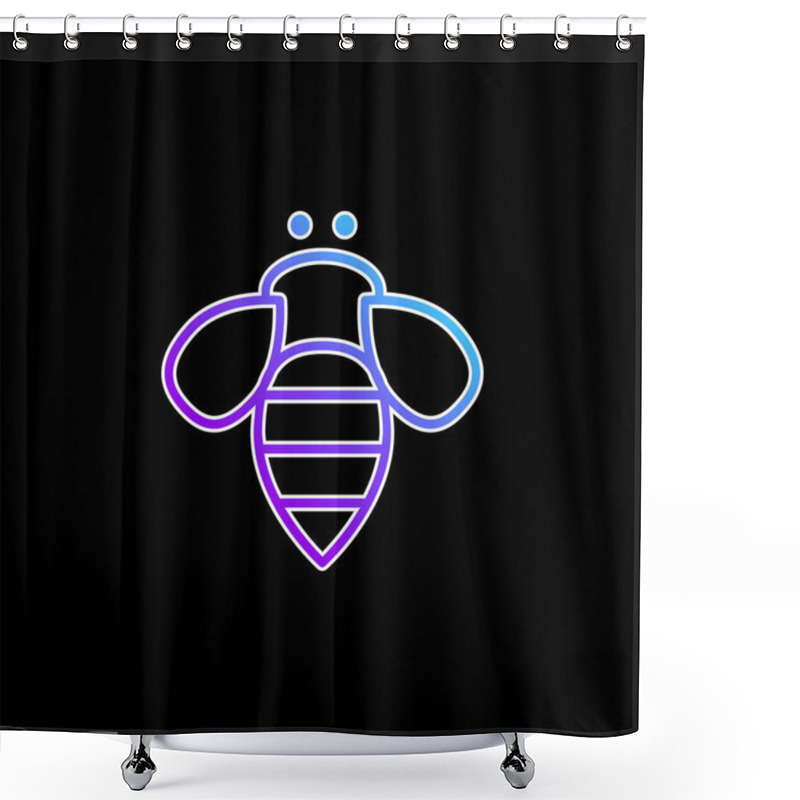 Personality  Bee Insect Outline Blue Gradient Vector Icon Shower Curtains