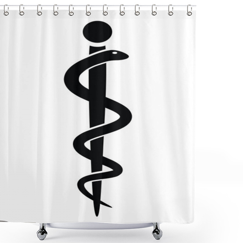 Personality  Medical Symbol Caduceus Snake With Stick Shower Curtains