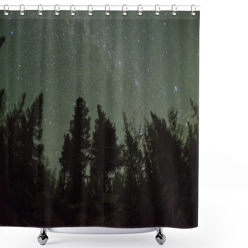 Personality  Bright Stars Shining Over The Forest. Shower Curtains