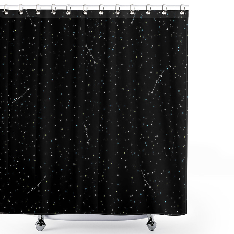 Personality  Starry Sky Hand Draw Seamless Pattern, Doodle Rings And Crosses In Galaxy And Stars Style - Endless Background With Falling Stars. Galaxy Background Of Starry Night Sky, Space Repeat Seamless Shower Curtains