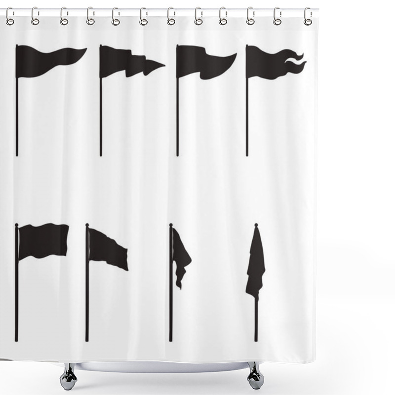 Personality  Vector Set Of Black Silhouettes Flags. Different Forms Of Flag. Shower Curtains