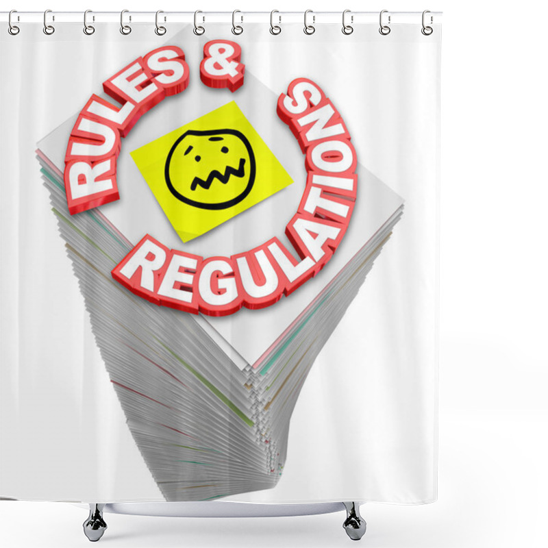 Personality  Rules Regulations Paperwork Stack Shower Curtains