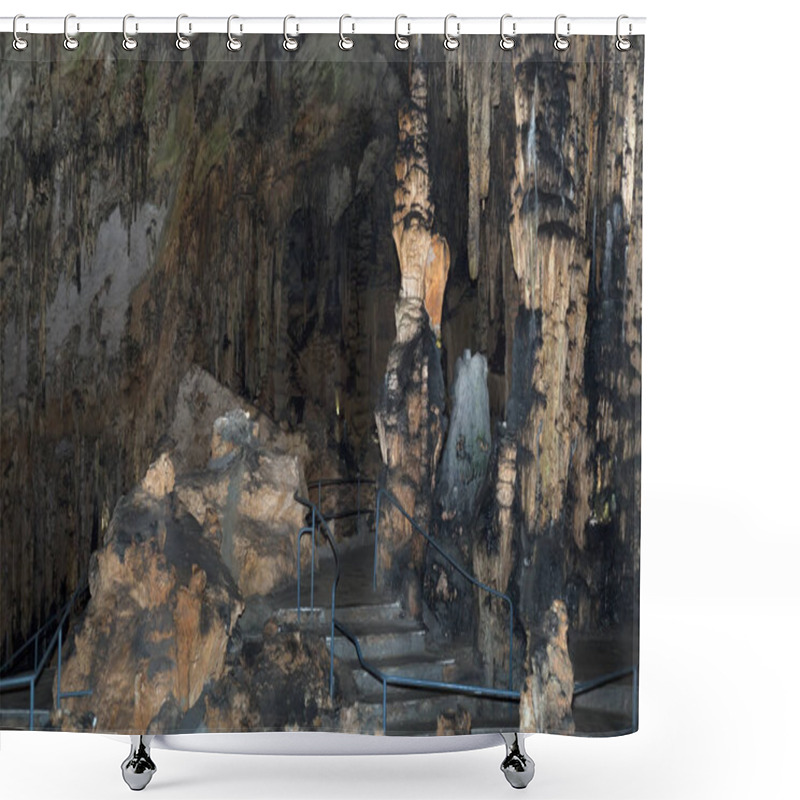 Personality  Stalactites Inside The Cave, Arta, Mallorca Shower Curtains