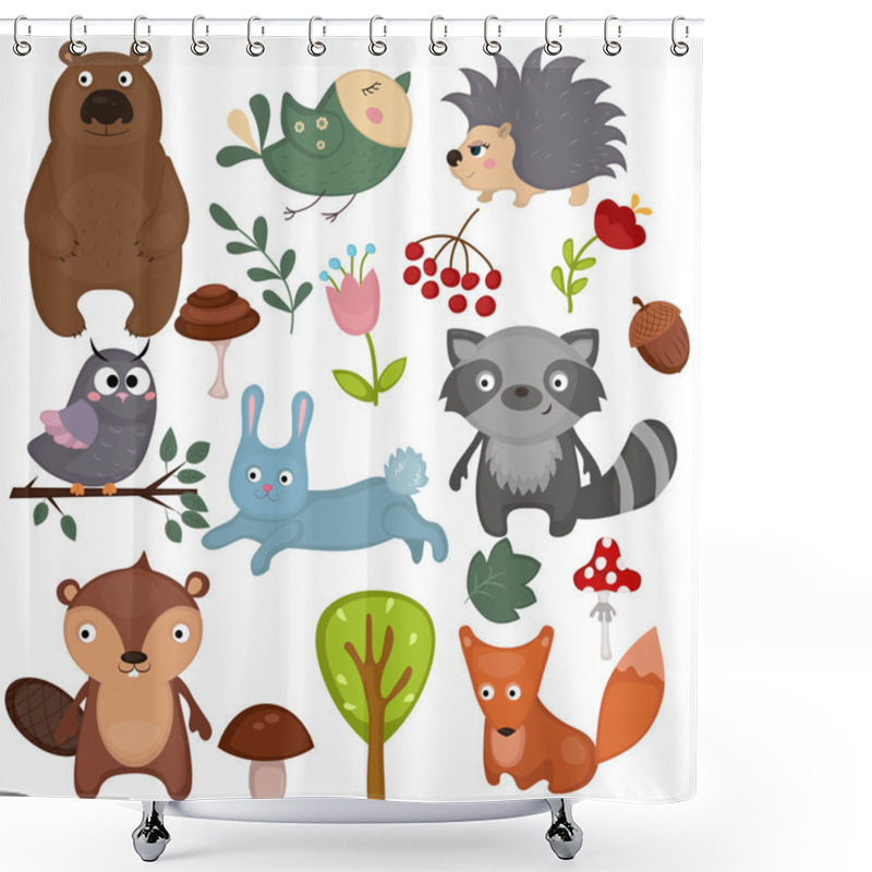 Personality  Set Of Forest Animals. Shower Curtains