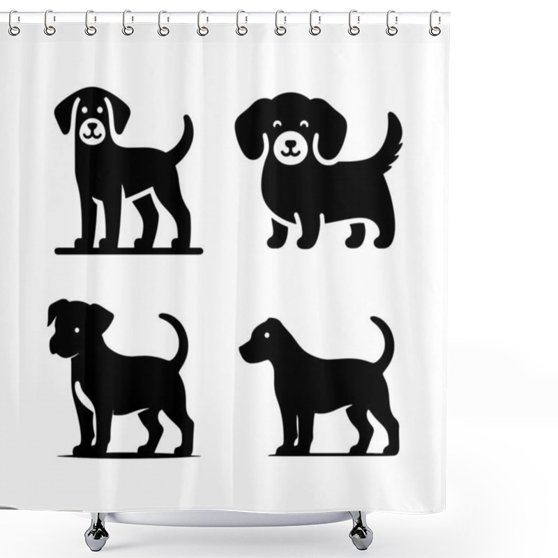 Personality  Dog Head Icon. Flat Style. Cartoon Dog Face. Vector Illustration Silhouette Simple. Shower Curtains