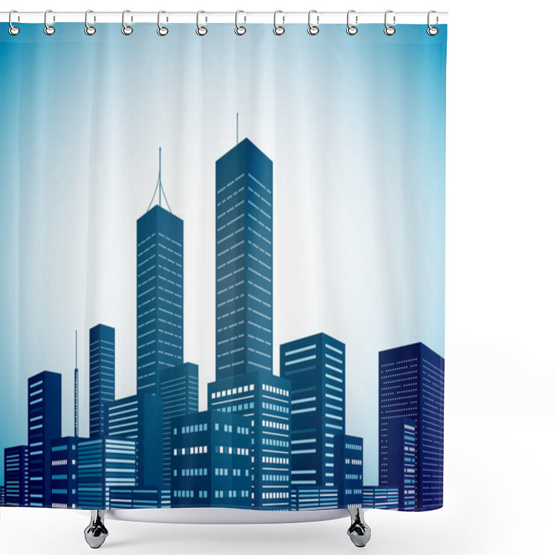 Personality  Modern City Landscape Background Shower Curtains