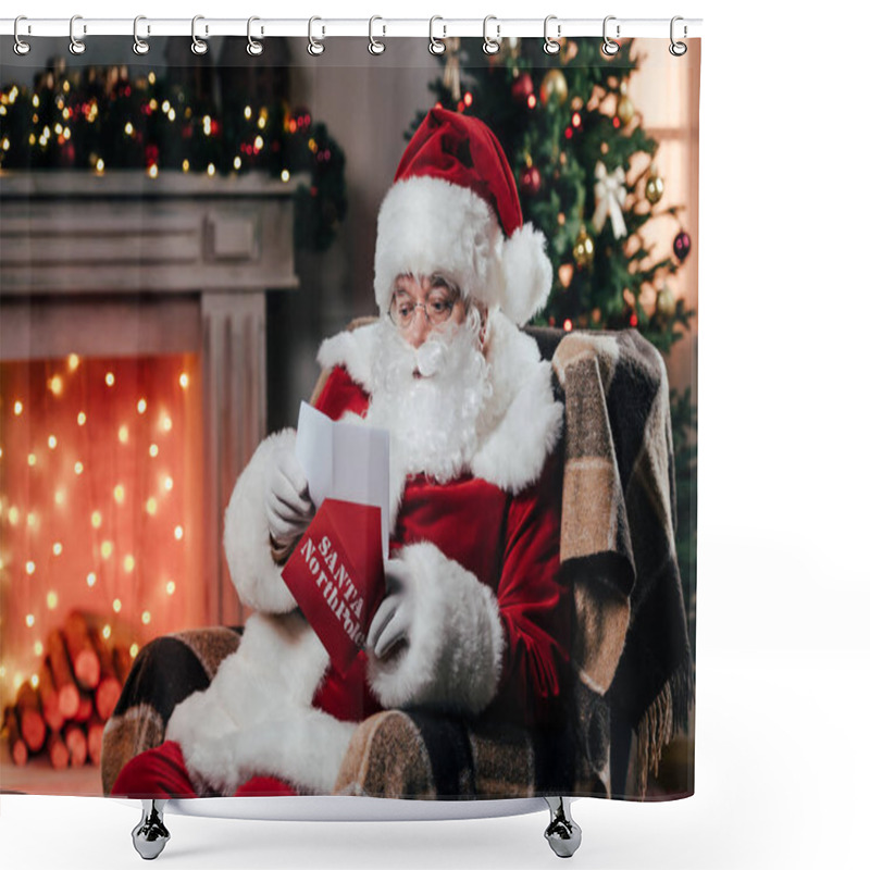 Personality  Santa Claus Reading Letter Shower Curtains