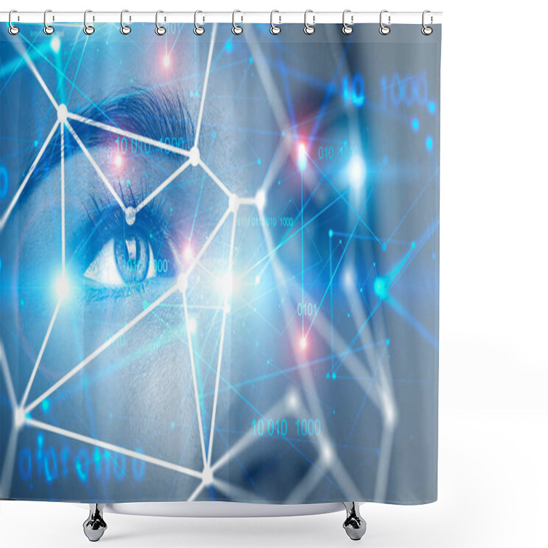 Personality  Young Woman Face, Biometric Verification Shower Curtains