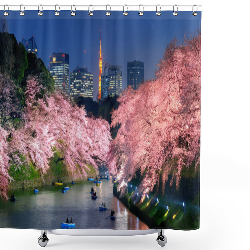 Personality  Cherry Blossoms At Chidorigafuchi Park In Tokyo, Japan. Shower Curtains