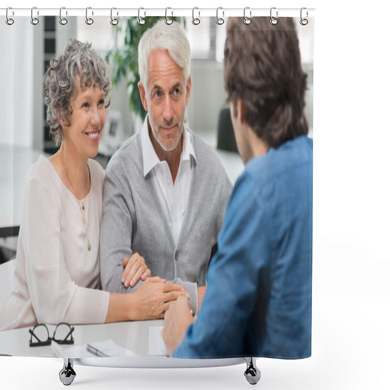 Personality  Senior Couple With Agent Shower Curtains