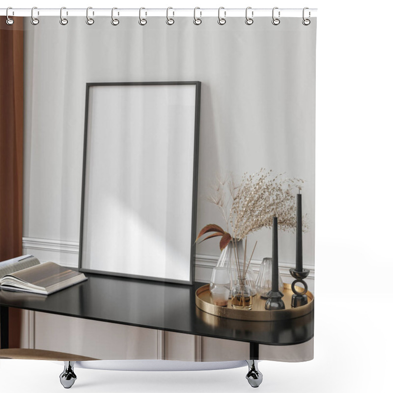 Personality  Mockup Frame In Interior Background, 3d Render Shower Curtains