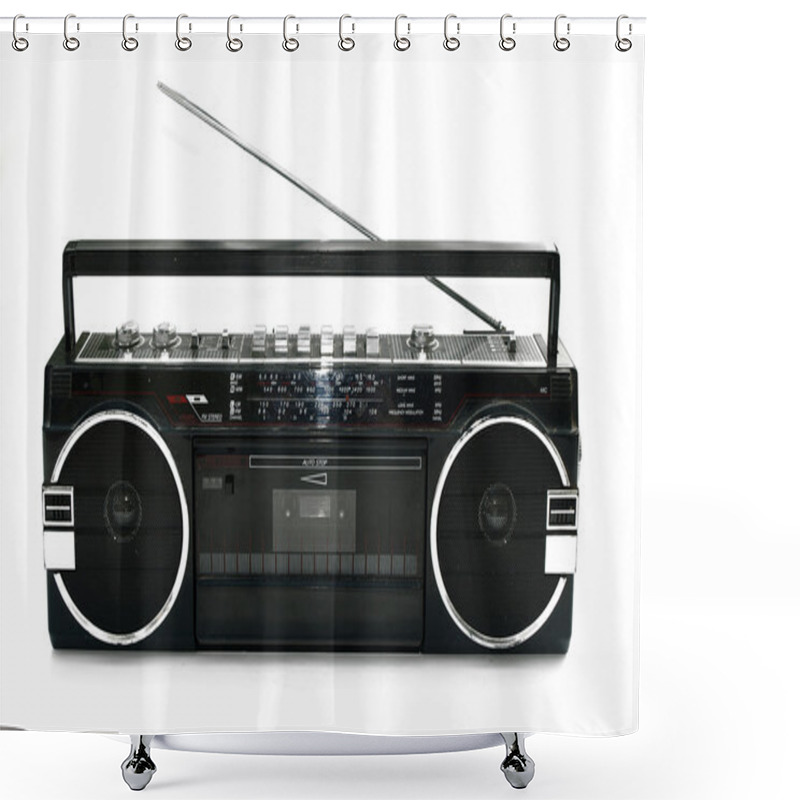 Personality  Dirty Old 1980s Style Cassette Player Ra Shower Curtains