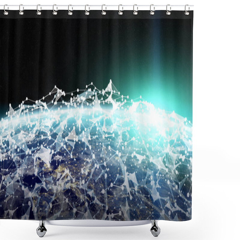 Personality  Global Network And Datas Exchanges Over The Planet Earth 3D Rend Shower Curtains