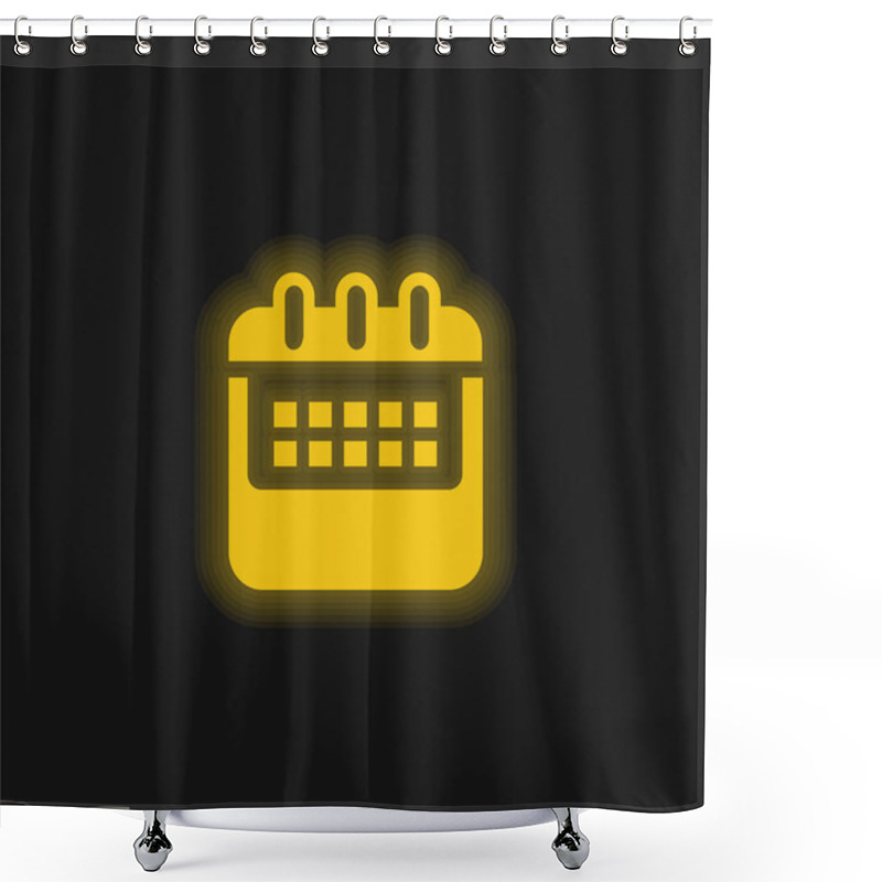 Personality  Annual Calendar Variant Yellow Glowing Neon Icon Shower Curtains