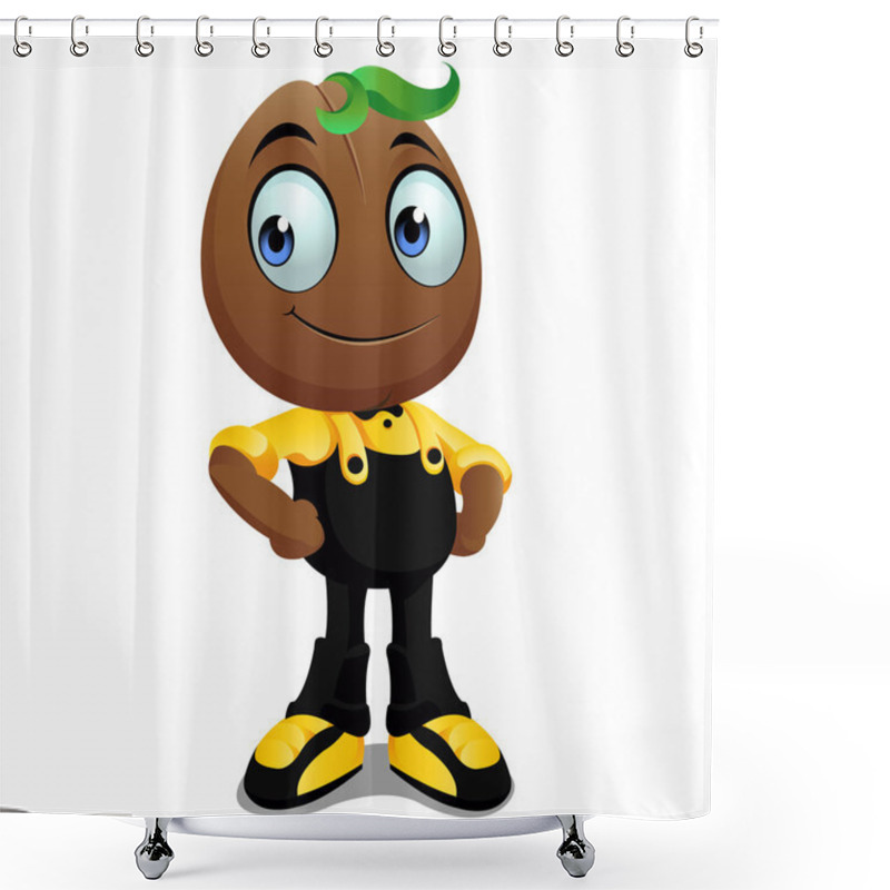 Personality  Cute Coffee Bean Cartoon Black Yellow Shower Curtains