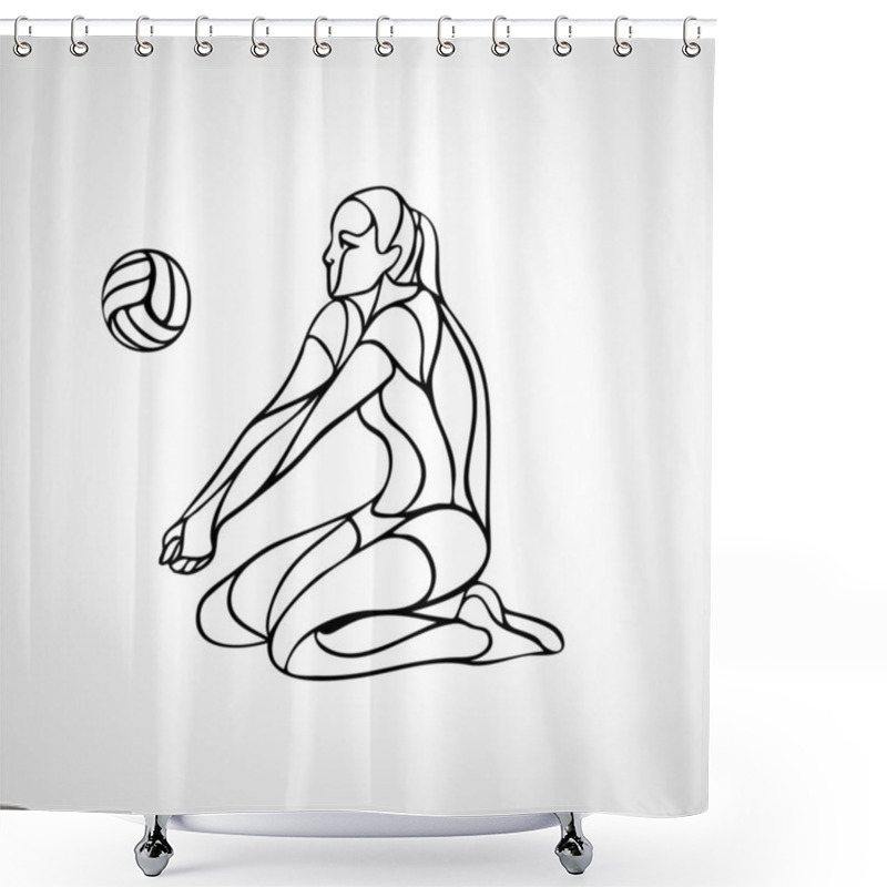 Personality  Woman Volleyball Player Silhouette Passing Ball Vector Eps10 Shower Curtains