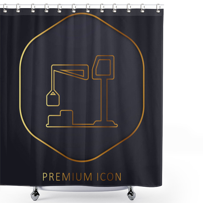 Personality  Big Derrick With Boxes Golden Line Premium Logo Or Icon Shower Curtains