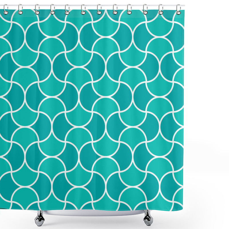 Personality  Quatrefoil Lattice Arabesque Ancient Antique Turquoise Aquamarine Wave Pattern Shower Curtains