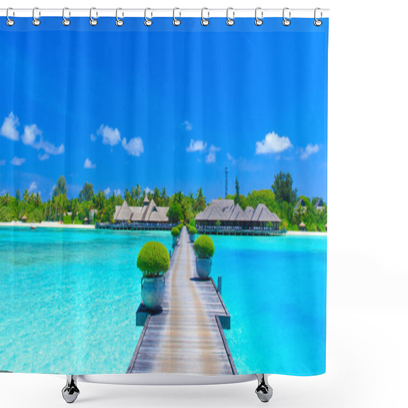 Personality  Beautiful Beach In Maldives Shower Curtains