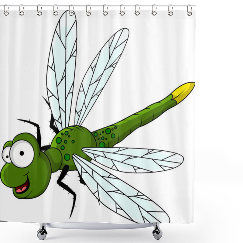 Personality  Funny Green Dragonfly Cartoon Shower Curtains