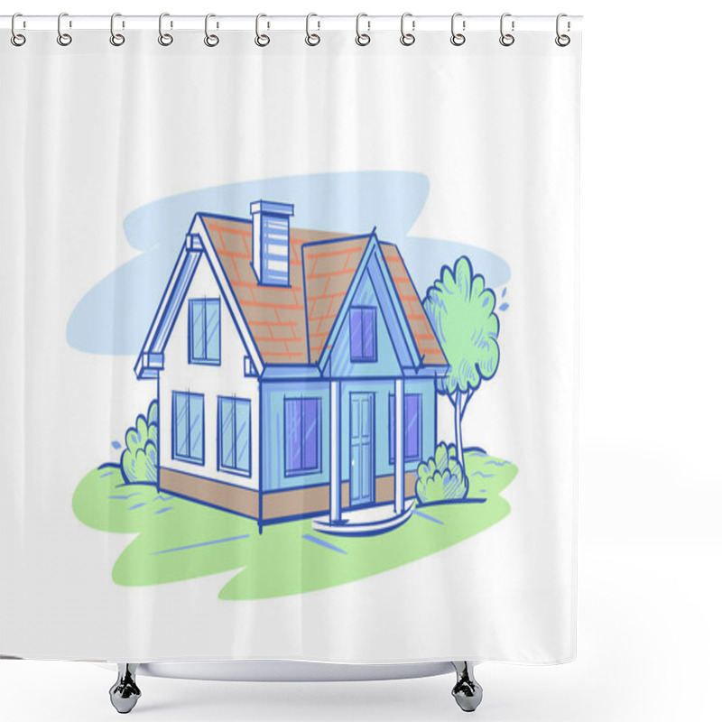 Personality  Village House Vector Shower Curtains