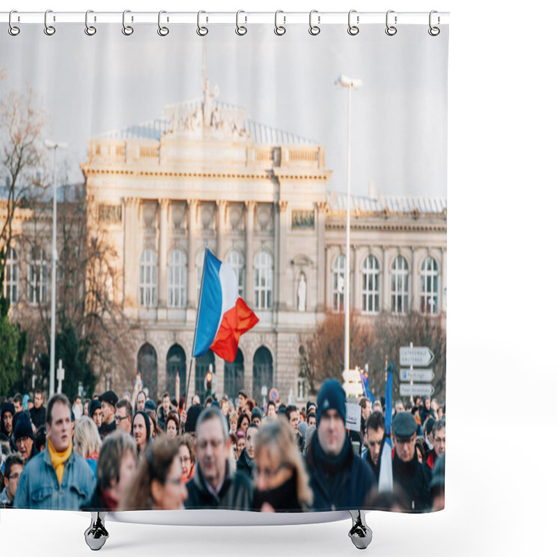 Personality  Mass Unity Rally Held In Strasbourg Following Recent Terrorist A Shower Curtains