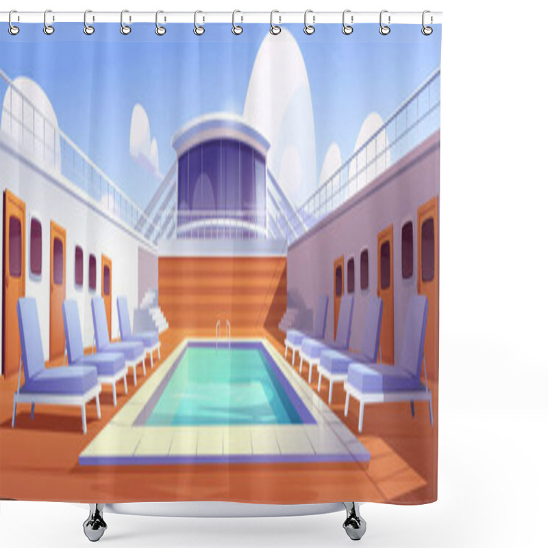 Personality  Swimming Pool And Beach Chairs On Cruise Ship Deck Shower Curtains