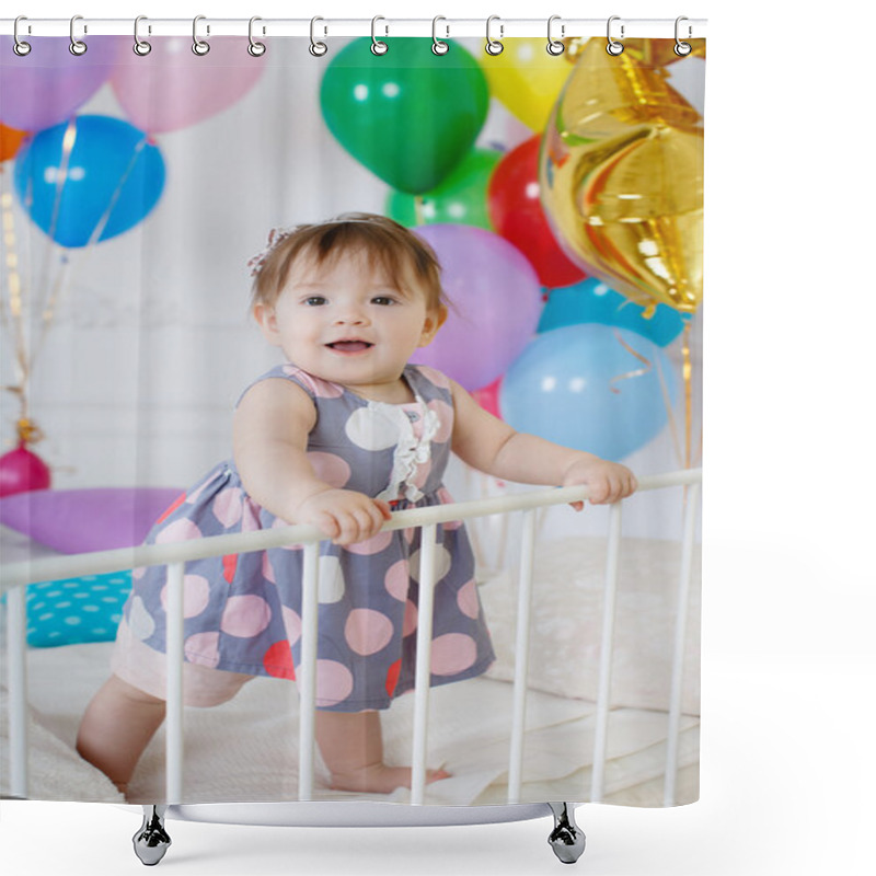 Personality  Happy Baby On His First Birthday Shower Curtains