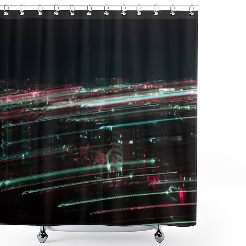 Personality  Long Exposure Of Night Cityscape With Defocused Bright Illumination Shower Curtains