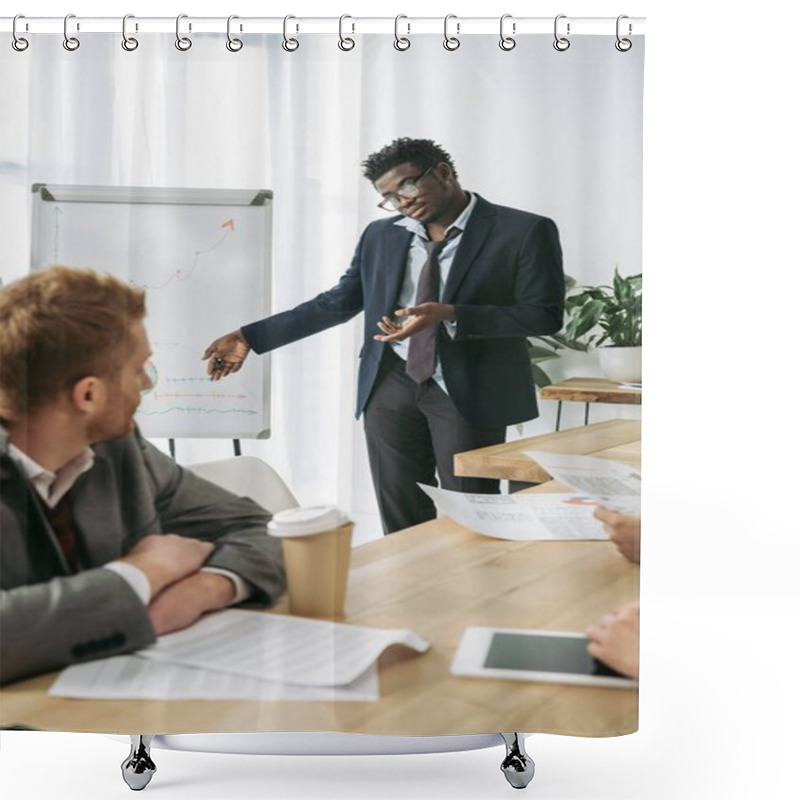 Personality  Overworked Zombie Like Businesspeople Making Presentation At Office Shower Curtains