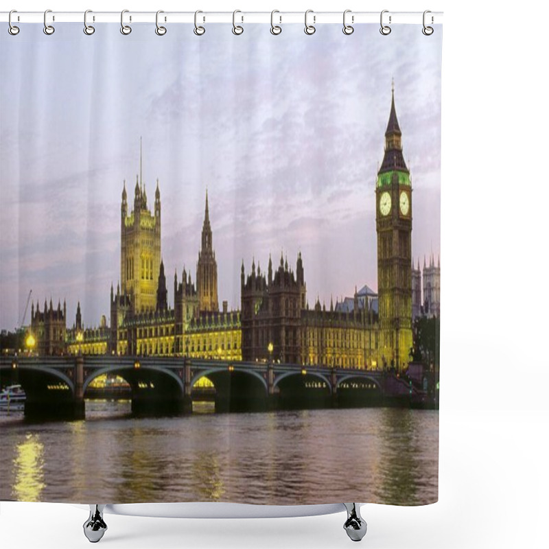 Personality  Houses Of Parliament From South Bank At Dusk ; London ; U.K. United Kingdom England Shower Curtains