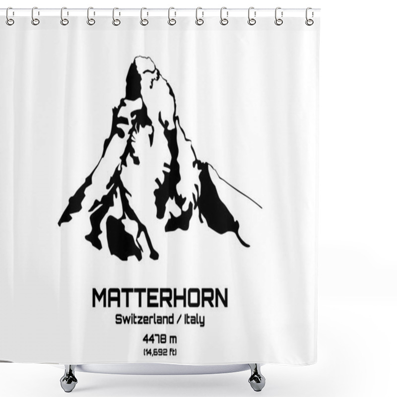 Personality  Outline Vector Illustration Of Mt. Matterhorn Shower Curtains