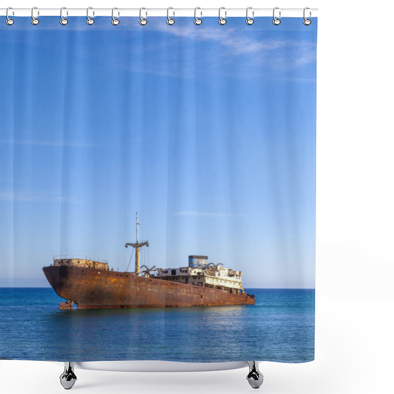 Personality  Shipwreck Near Costa Teguise, Lanzarote, Canary Islands, Spain Shower Curtains