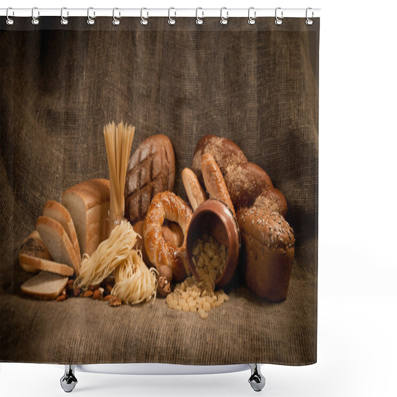 Personality  Healthy Meal With Bread , Cereals Shower Curtains