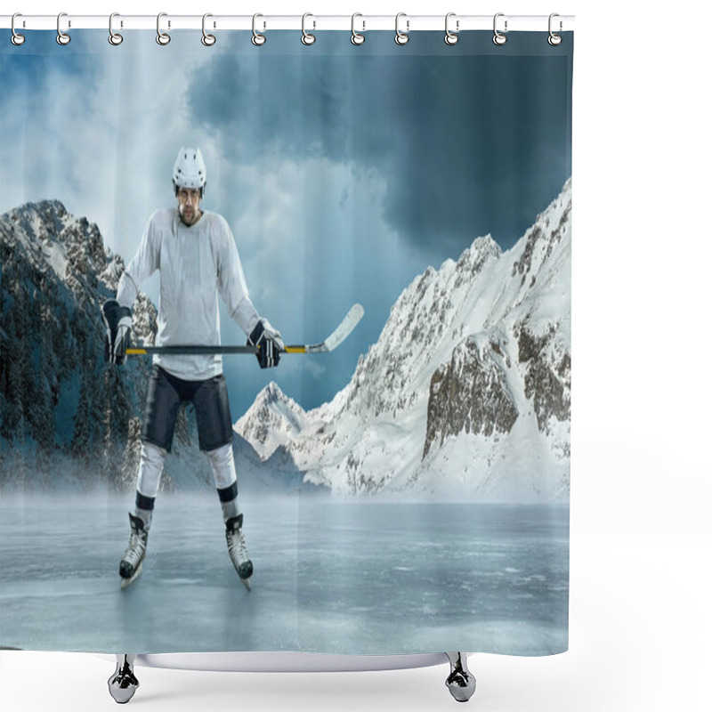 Personality  Ice Hockey Player In Action Shower Curtains