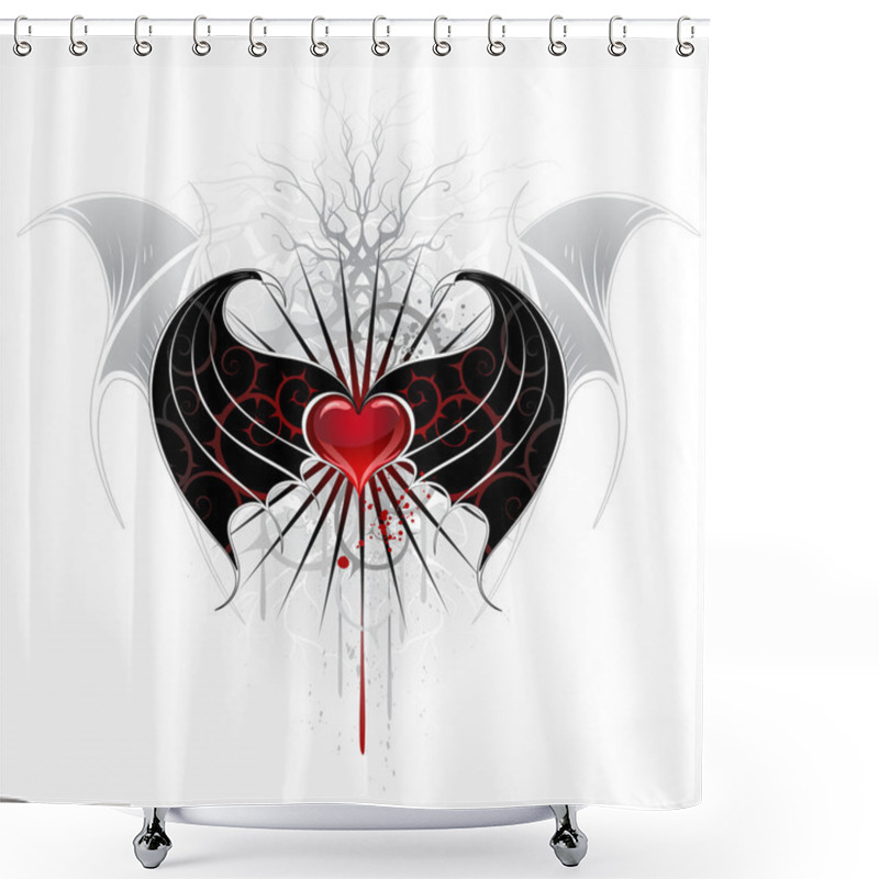 Personality  Red Heart Of A Vampire Shower Curtains