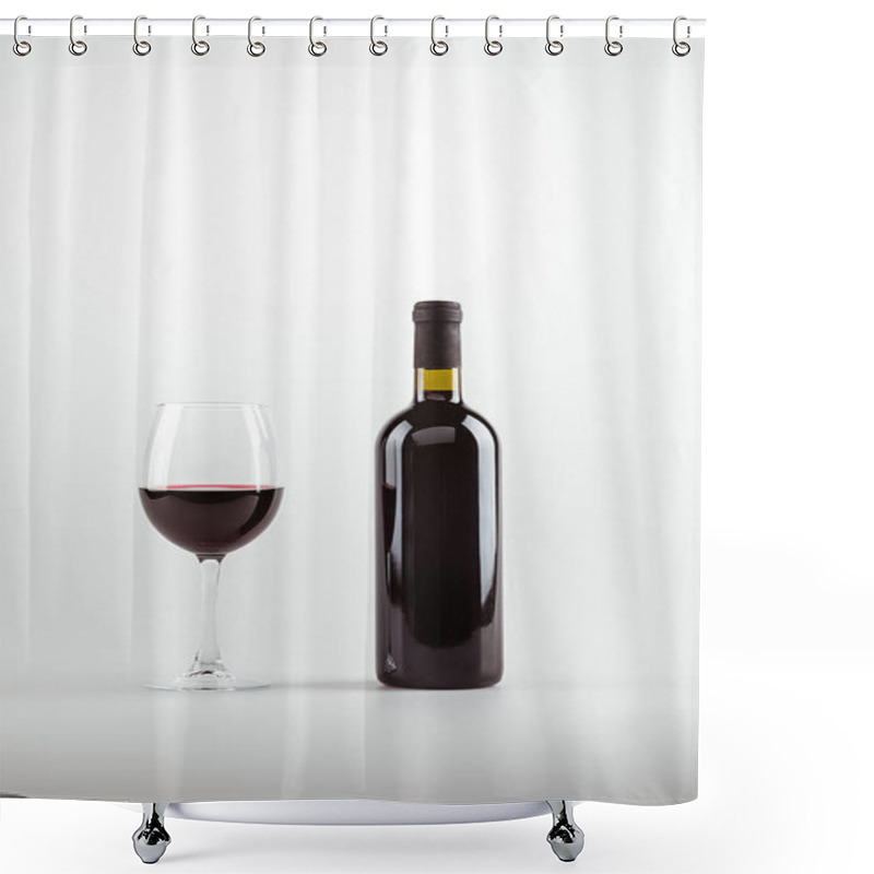 Personality  Red Wine In Glass And Bottle  Shower Curtains