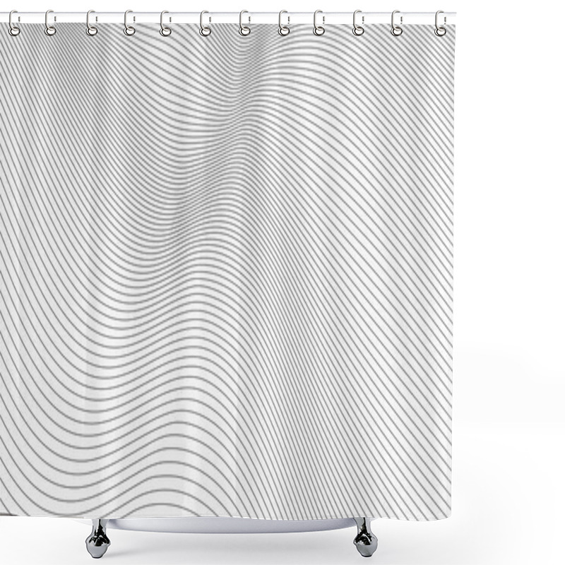 Personality  Black And White Wavy Line Pattern. Vector Illustration Shower Curtains