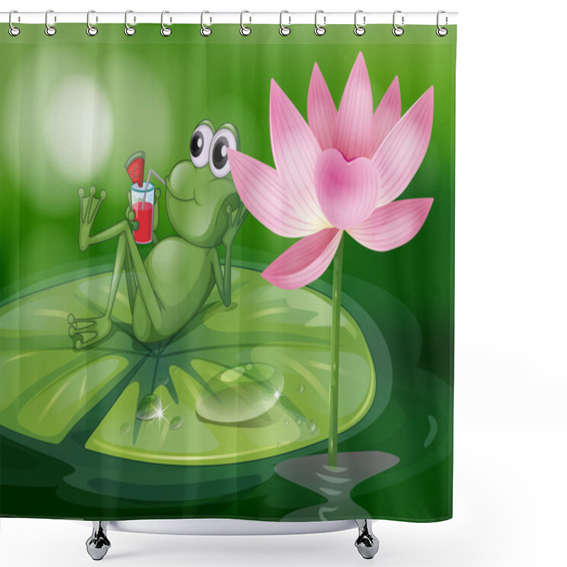 Personality  A Frog Above The Waterlily Shower Curtains