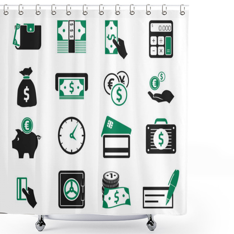 Personality  Money Icons Set Shower Curtains