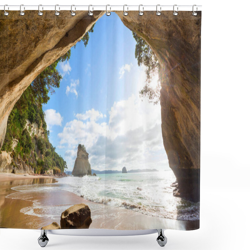 Personality  Beautiful Landscapes It The Ocean Beach, New Zealand. Inspiring Natural And Travel Background Shower Curtains