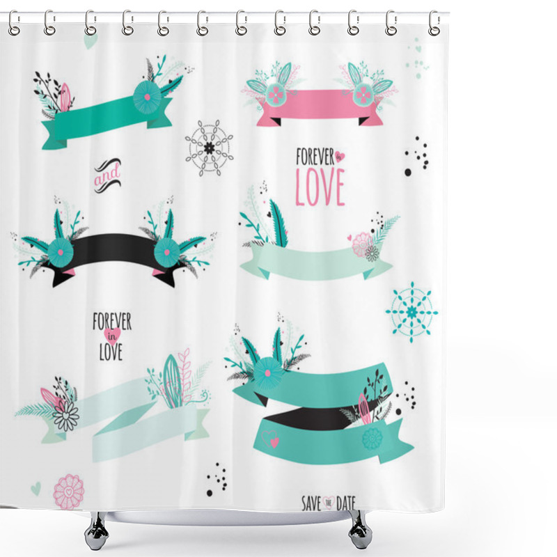 Personality  Romantic Collection With Greeting Labels Shower Curtains