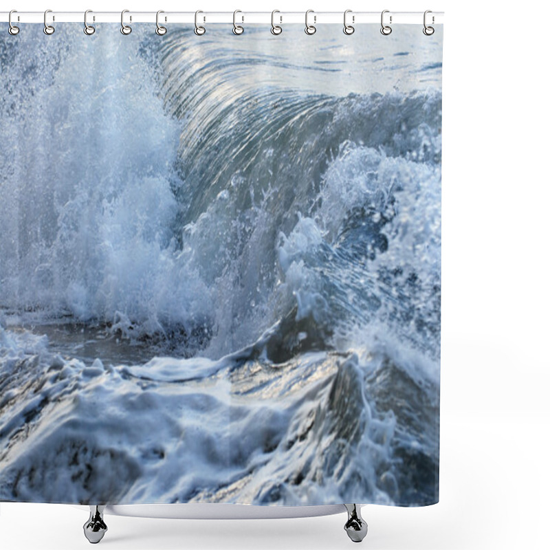 Personality  Big Crashing Waves In A Stormy Ocean Shower Curtains