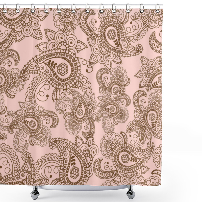 Personality  Henna Mehndi Doodles Abstract Floral Paisley Design Elements, Ma Shower Curtains