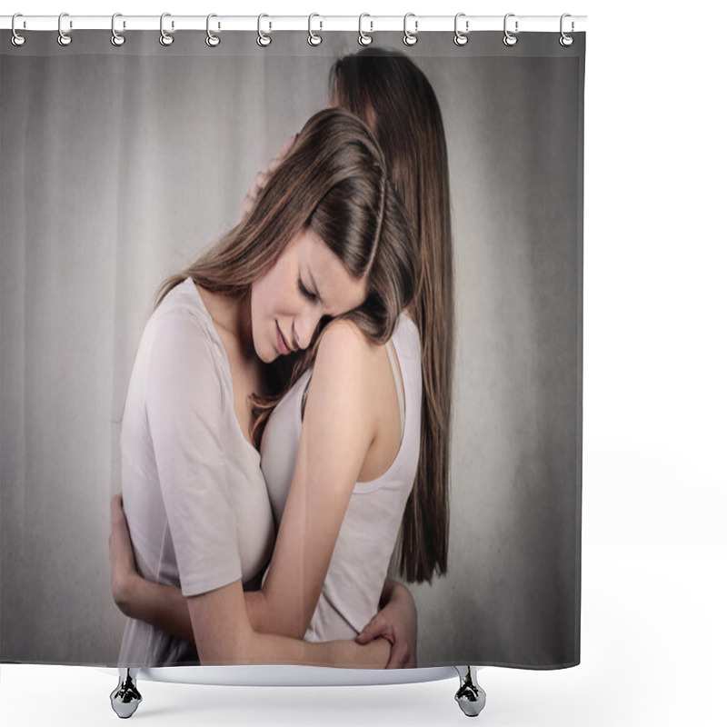 Personality  Woman Comforting A Girl Shower Curtains