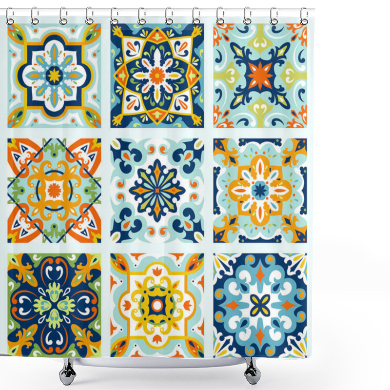 Personality  Set With Beautiful Seamless Ornamental Tile Background. Shower Curtains