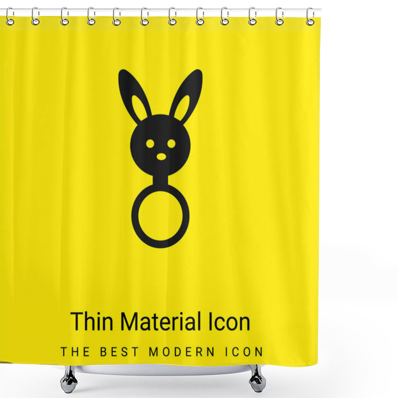 Personality  Baby Rattle With Bunny Head Shape Minimal Bright Yellow Material Icon Shower Curtains