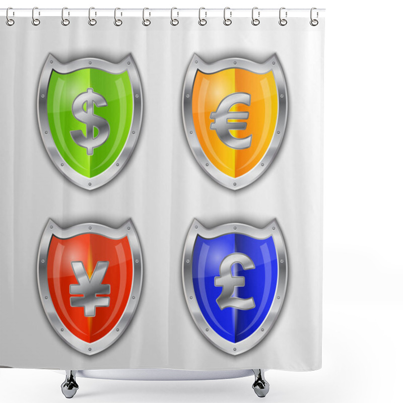 Personality  Currency Signs - Dollar, Euro, Yen And Pound. Vector Money Symbol. Shower Curtains