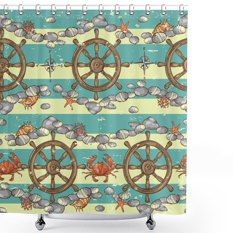 Personality  Nautical Background, Marine Pattern Shower Curtains